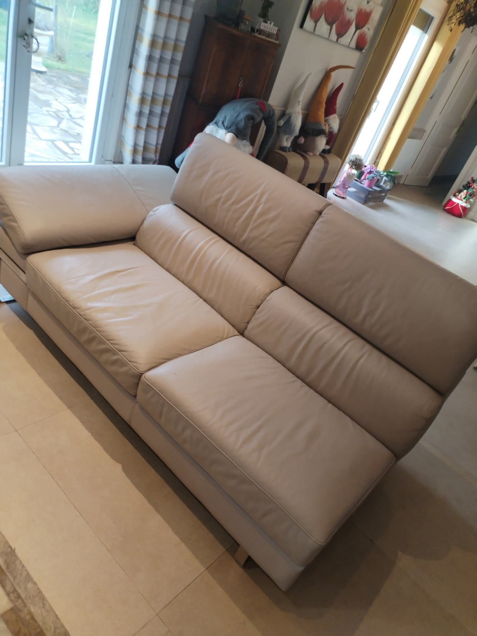 Canapé cuir beige - Avant / Après - Après