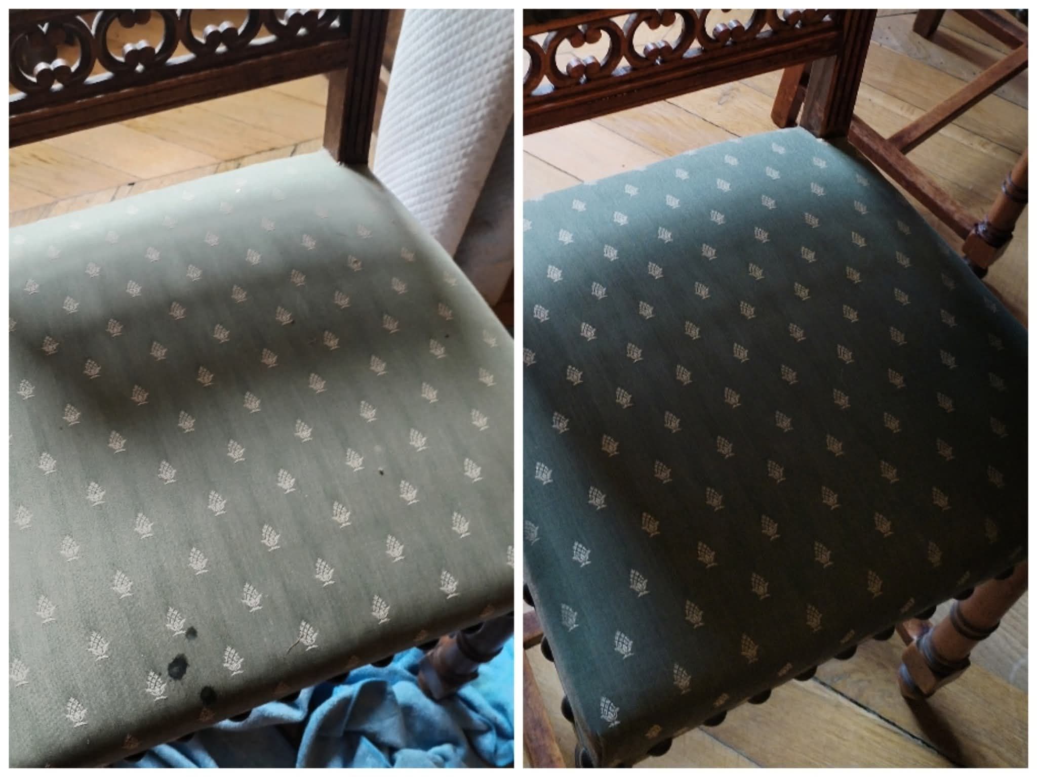 Chaise verte ancienne - Avant / Après